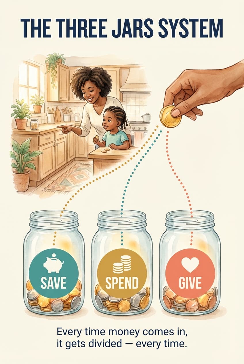 The Three Jar System — Save, Spend, Share