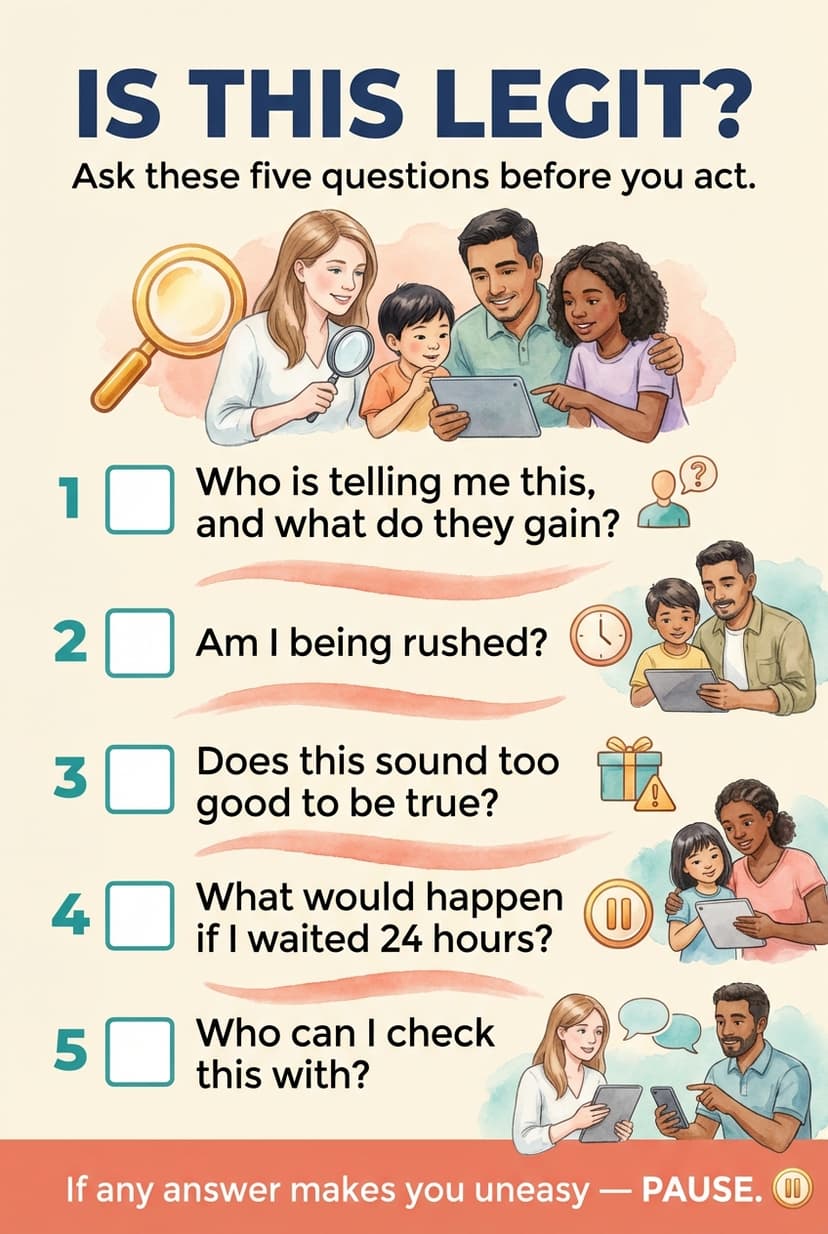 Is This Legit? decision framework card